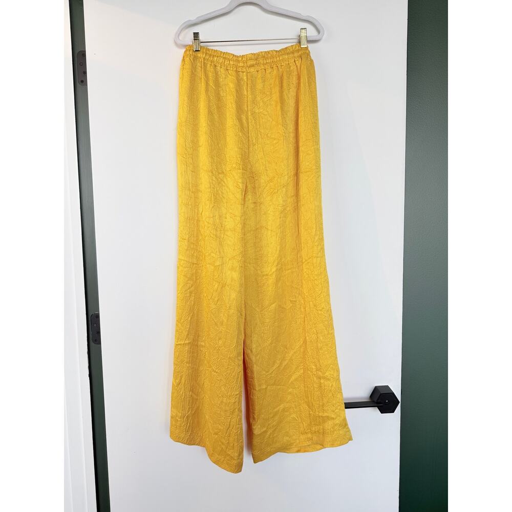 Anthropologie Textured Satin Pull On Pants in Golden Yellow - Large, NWT - Picture 4 of 6